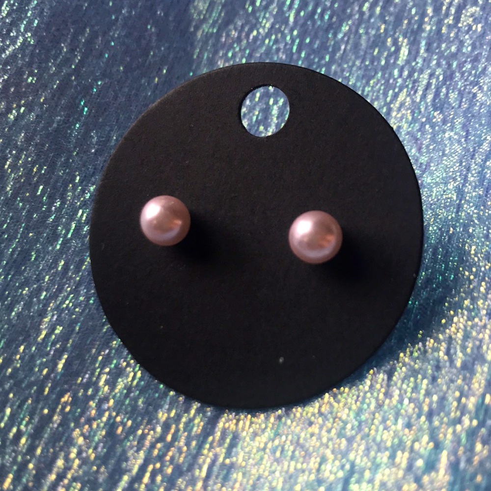 10/$10 Nickel Free Silver Tone Pink Faux Pearl Stud Earrings